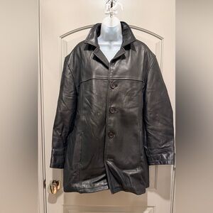 Lobi Lobi Men’s Black Leather Coat Sz L